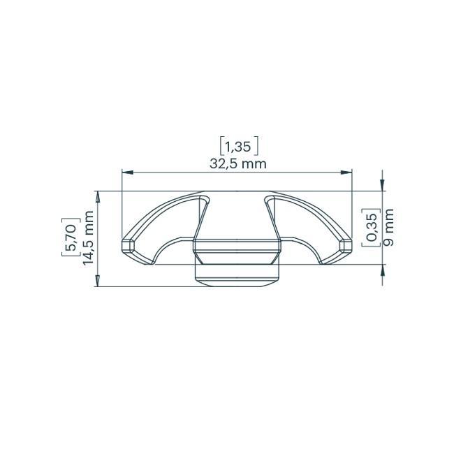Kajaksport Recessed Deck Fitting, 5 mm, round/cross, 4 Pack