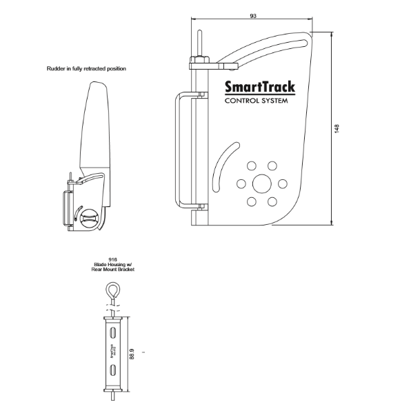 SmartTrack Original Blade Housing/Rudder Head, Stern Mount