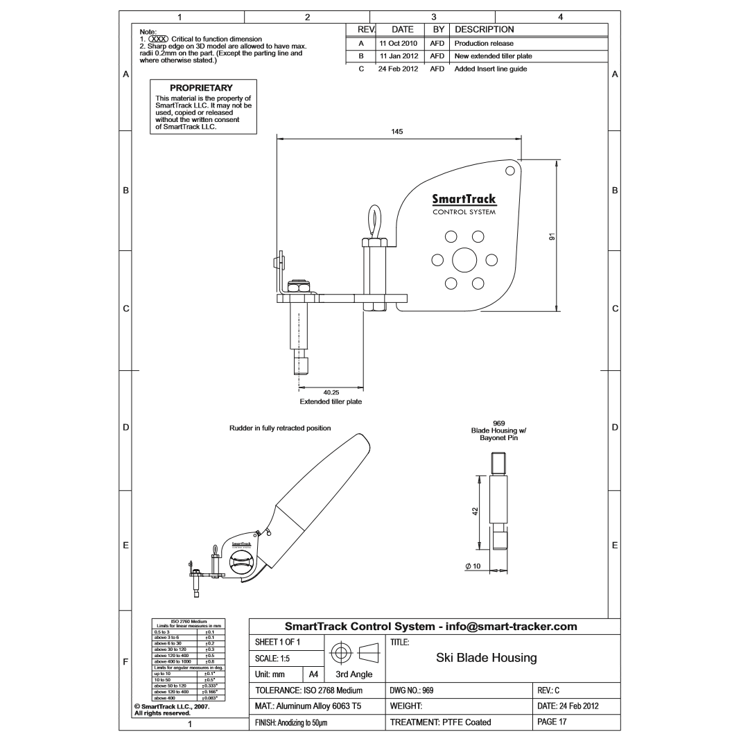 SmartTrack Ski Blade Housing/Rudder Head