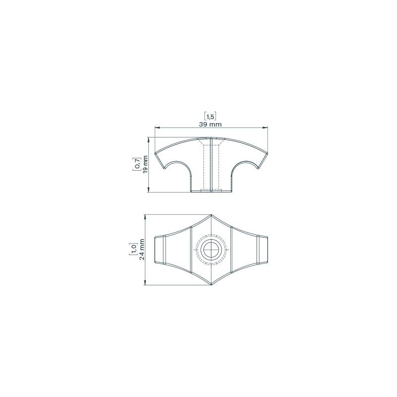 Kajaksport Recessed Deck Fitting, 5mm T-shaped,, 4-Pack