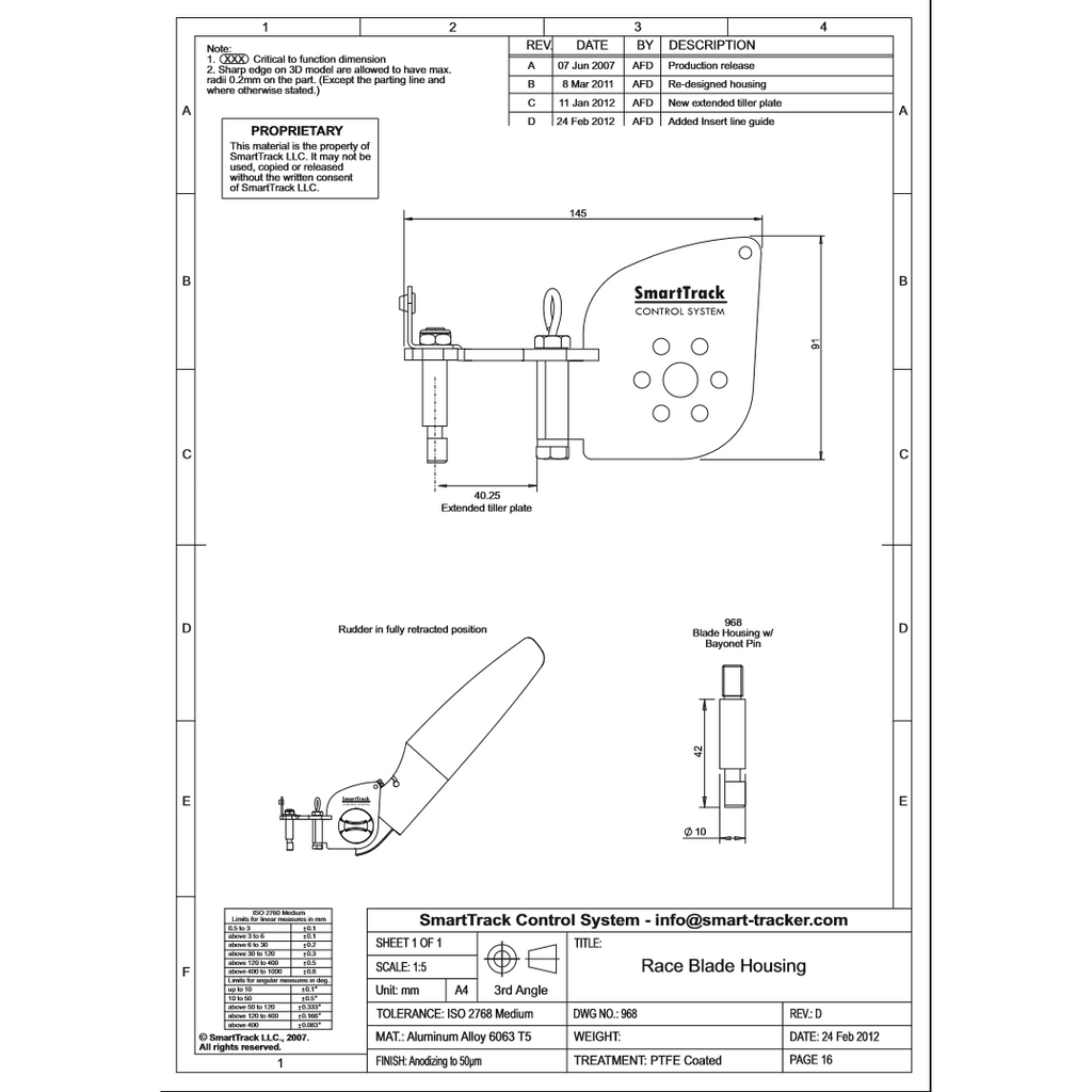 Smart Track Rudder Controls SmartTrack Racing Blade Housing/Rudder Head